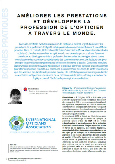 Améliorer les prestations et développer la profession de l'opticien à travers le monde